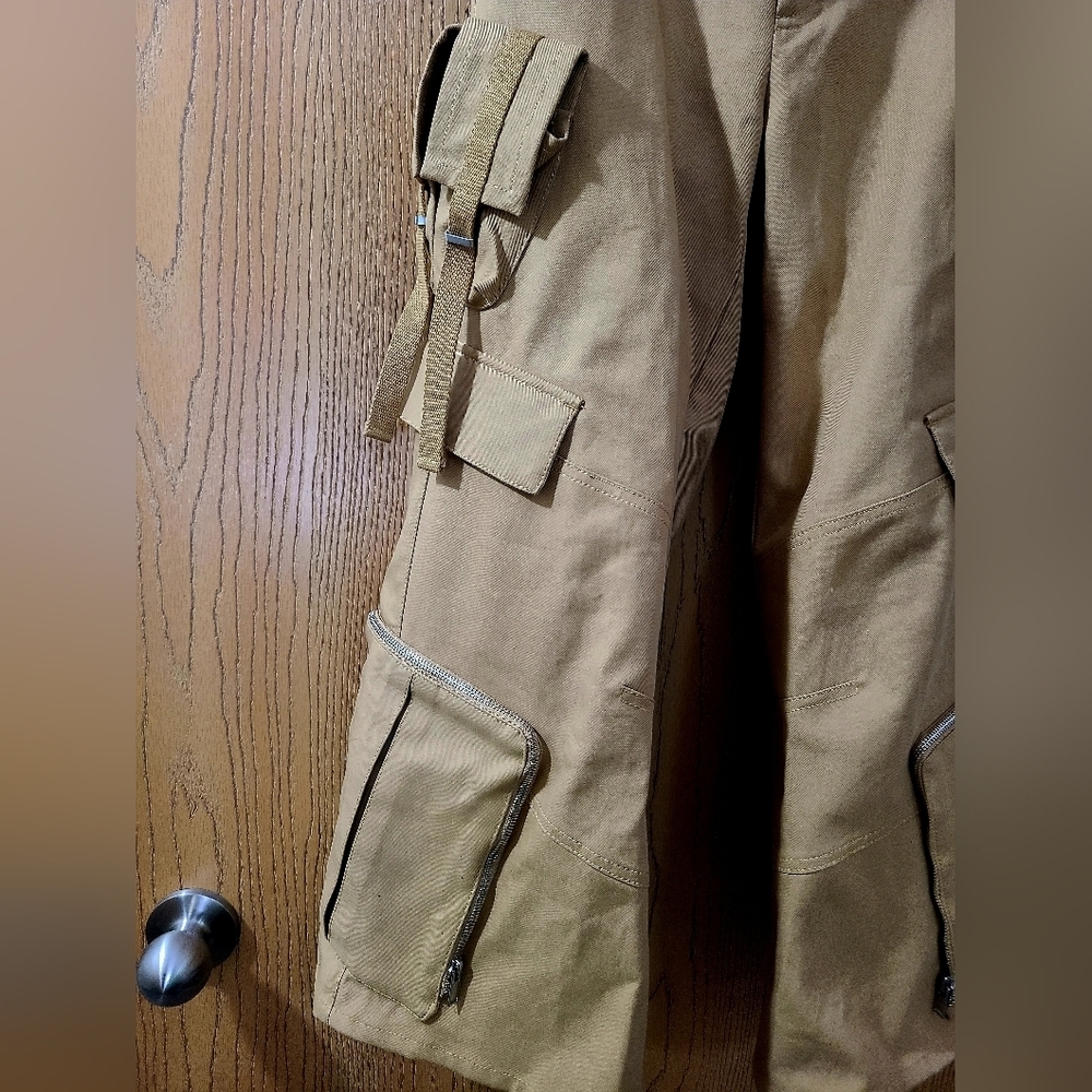Dion Lee Dynasty Cotton Twill Tan Wide Leg Y2k Utility Military Cargo Pants - Picture 6 of 8